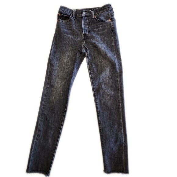 Levi's Wedgie Skinny, Button Fly, Black/Charcoal Wash, Frayed Hems, 25 - Picture 2 of 11